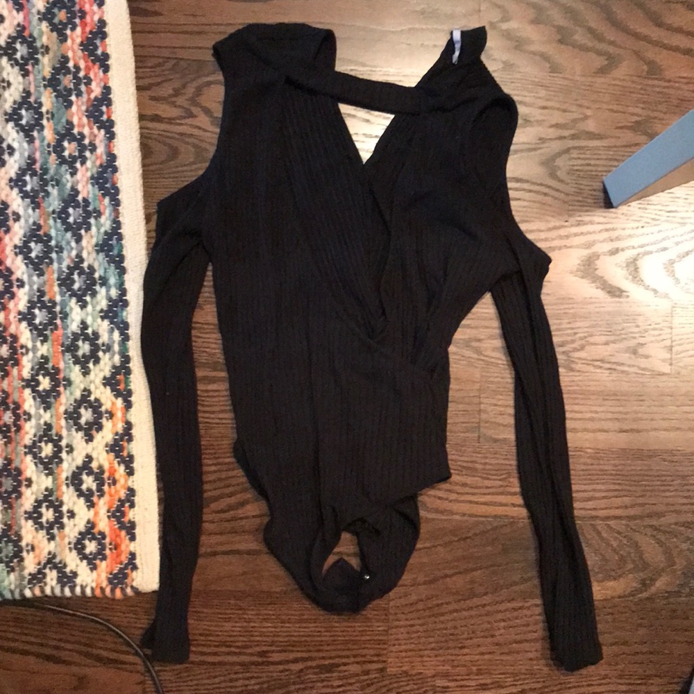 Black ribbed body suit